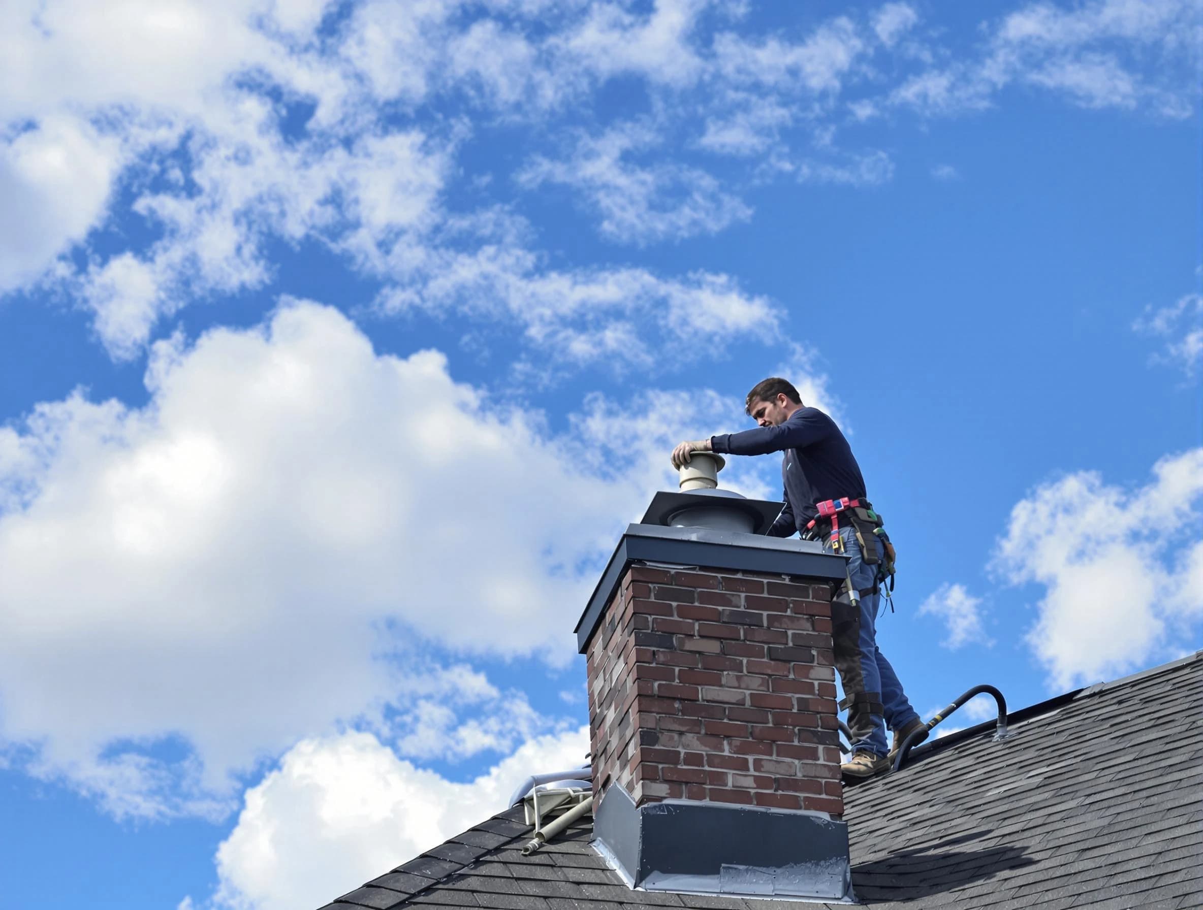 Stafford Chimney Sweep installing a sturdy chimney cap in Stafford, NJ