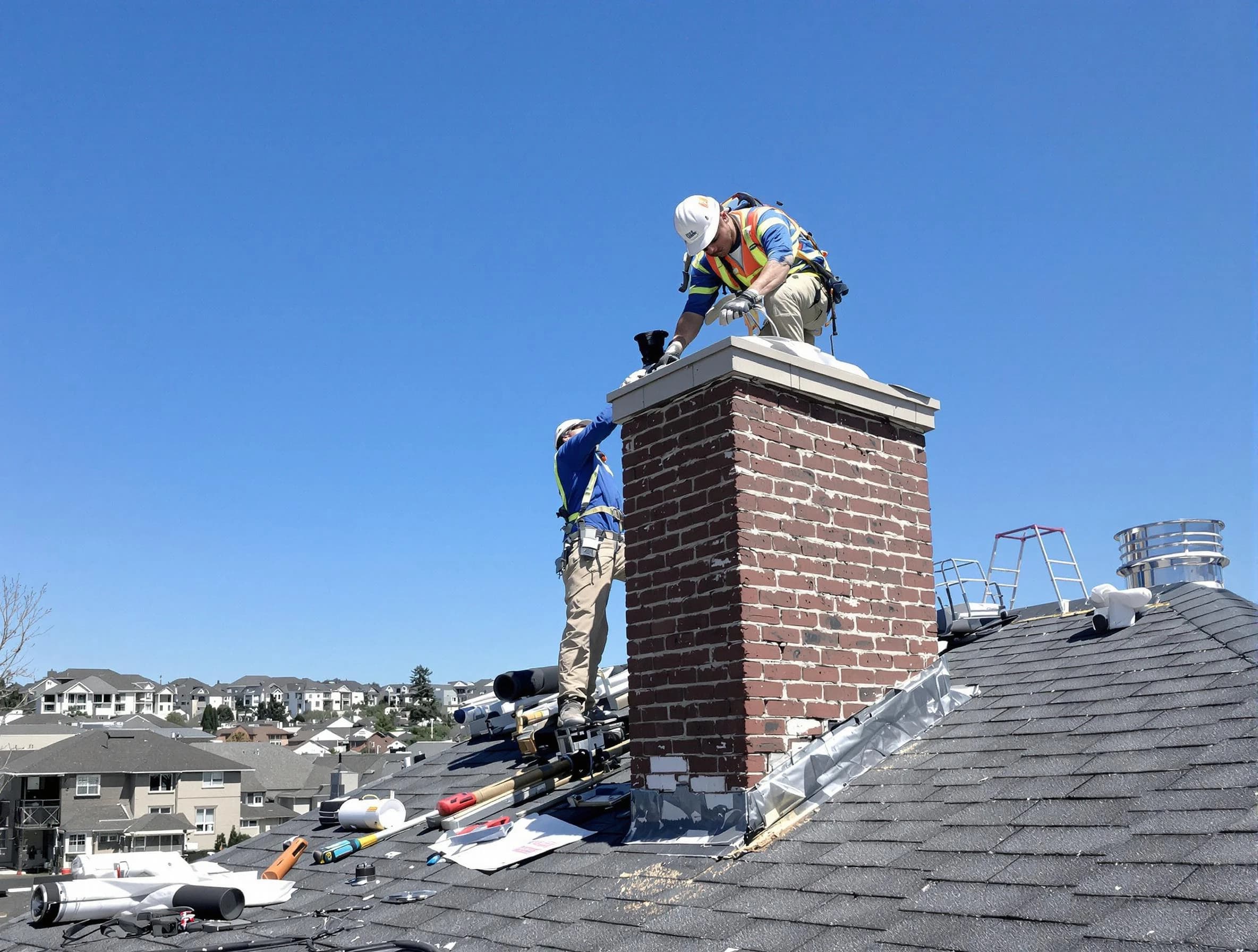 Stafford Chimney Sweep repairing a chimney crown in Stafford, NJ