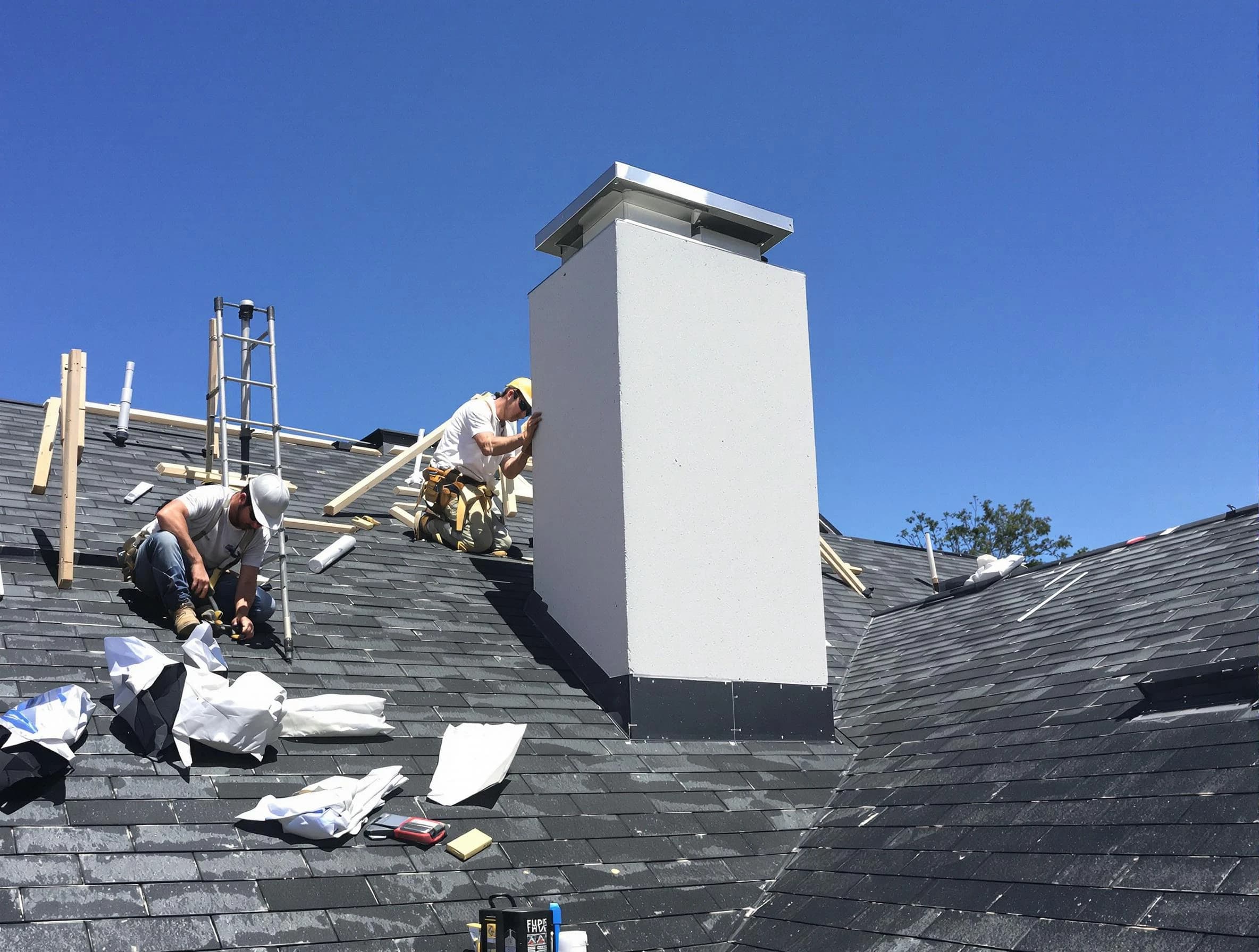 Stafford Chimney Sweep crew installing a new chimney in Stafford, NJ