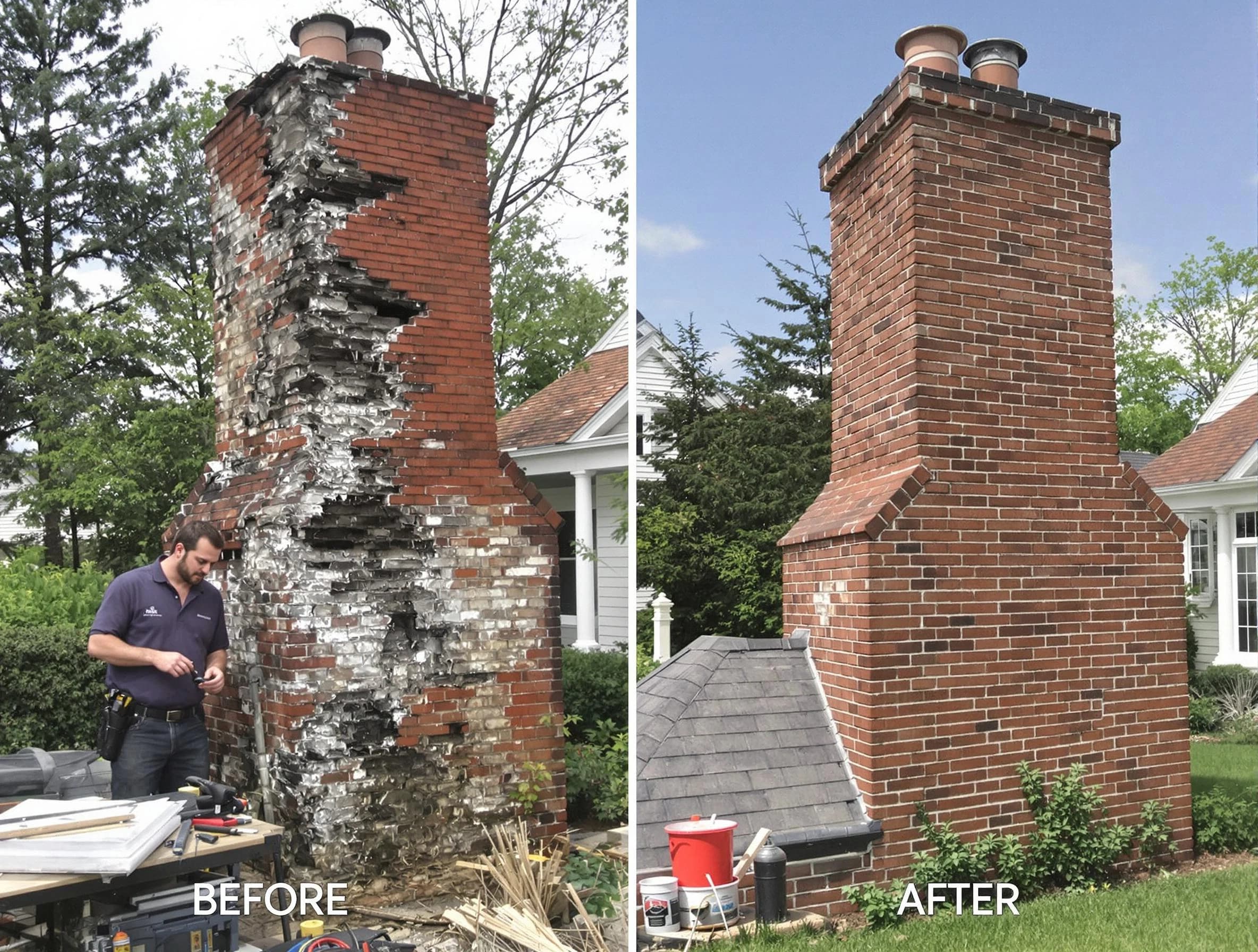 Stafford Chimney Sweep performing a full chimney restoration in Stafford, NJ