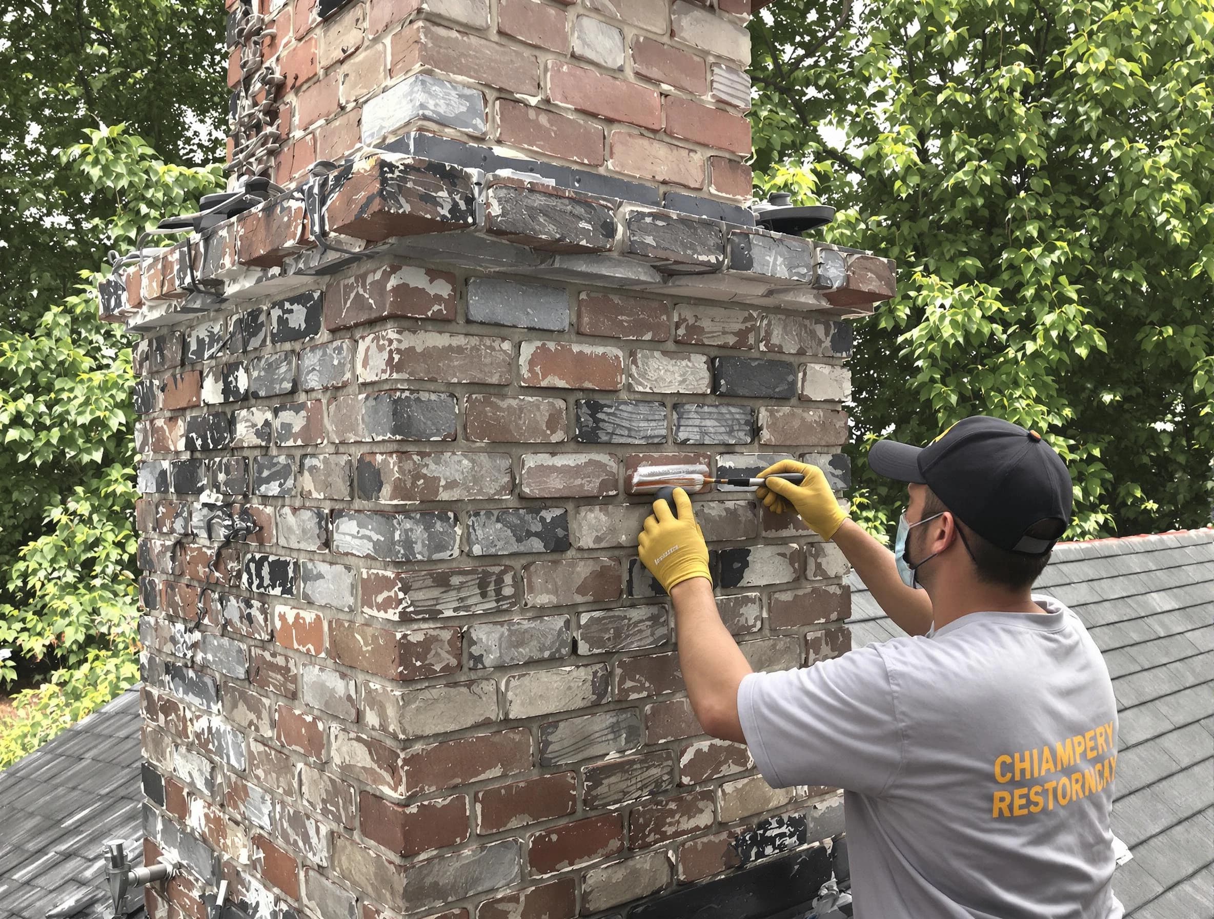 In-progress chimney restoration by Stafford Chimney Sweep in Stafford, NJ