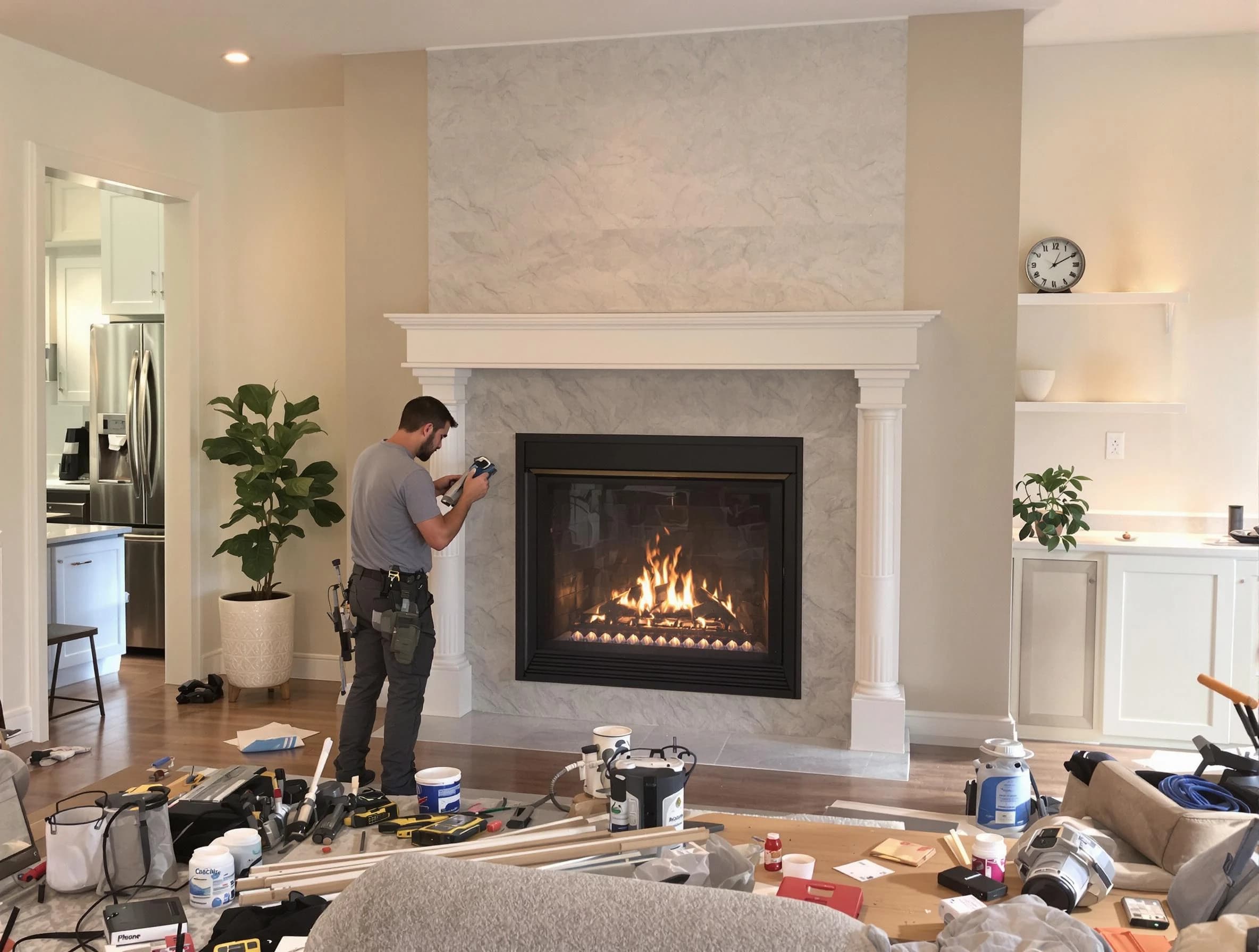 Newly installed fireplace by Stafford Chimney Sweep in Stafford, NJ