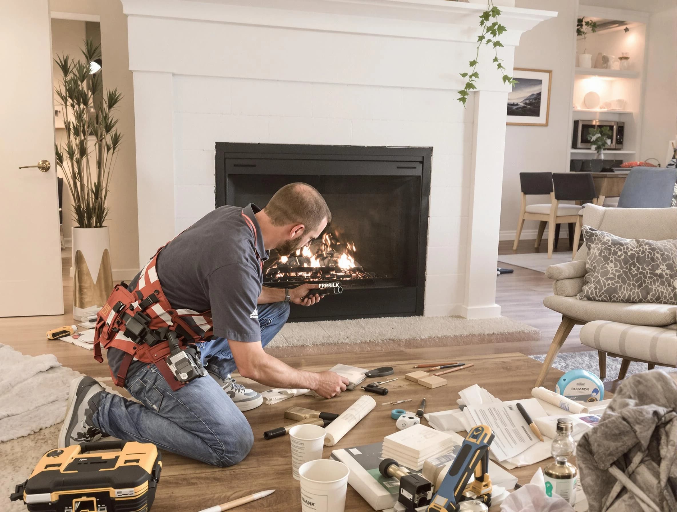 Stafford Chimney Sweep performing fireplace repair in Stafford, NJ